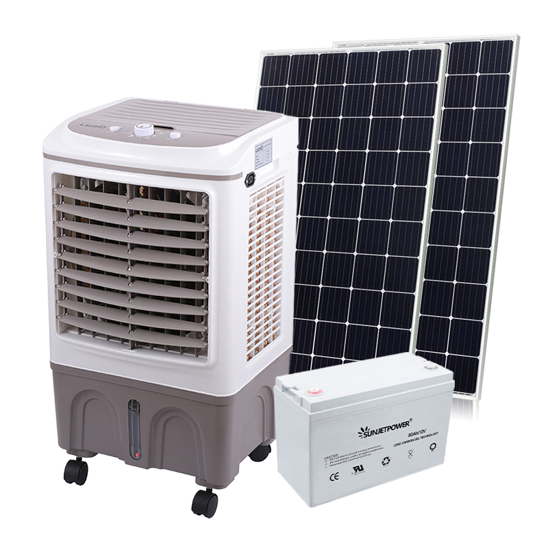 Ventiladores de enfriamiento de aire DC solares portátiles de bajo ruido con batería y paneles solares